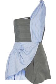 J W Anderson   One-shoulder striped crepe and silk-twill peplum top at Net A Porter